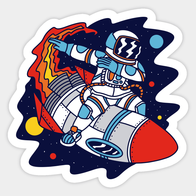 Dabbing Astronaut Riding a Rocket Sticker by SLAG_Creative